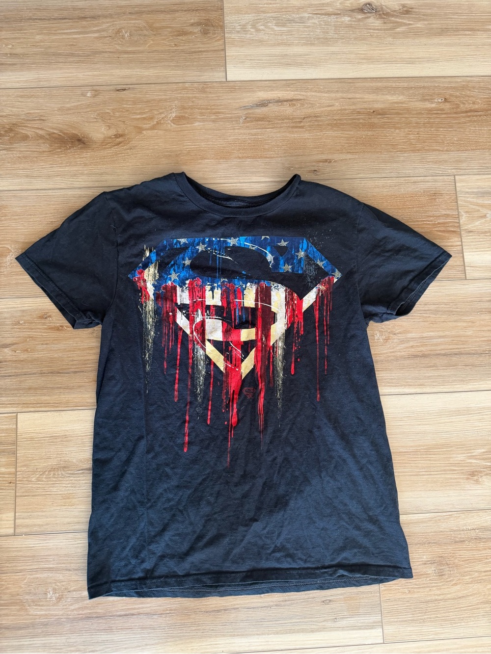 Mens Superman Black Short Sleeve Tee